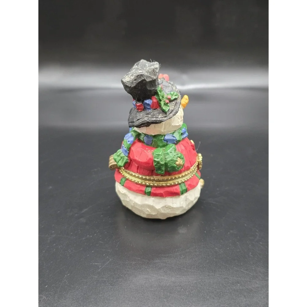 Snowman Trinket Box Resin Red Felt Lined Interior Ranger‎ International